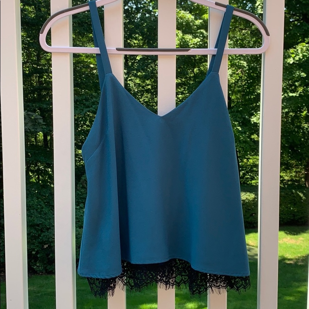 Silk Top with Lace Trim
